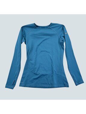 Nike Pro Dri-FIT Women's Blue Long Sleeve Compression Shirt Size M Athletic